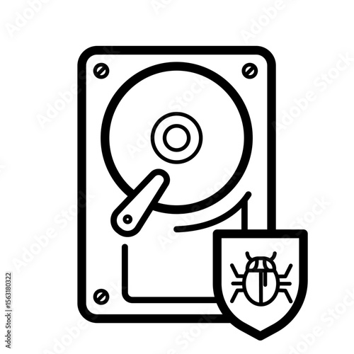 bug detection, rootkit detection, hard drive antivirus protection – vector icon