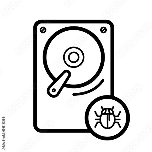 bug detection, rootkit detection, hard drive antivirus protection – vector icon