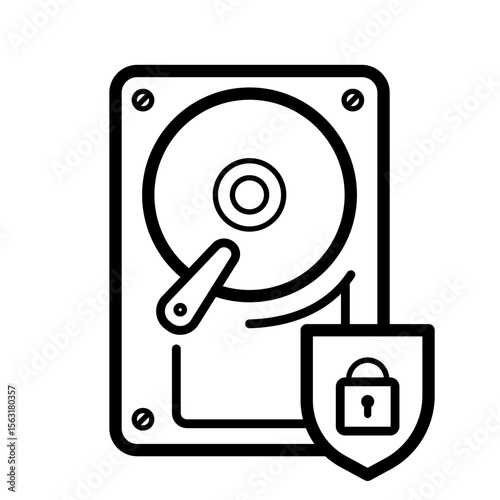 hard drive protection and data security – vector icon