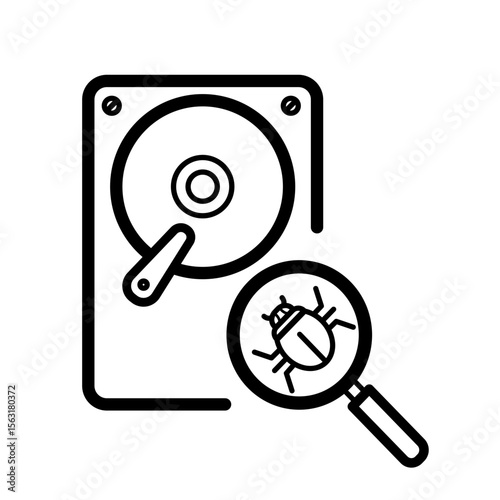 bug detection, rootkit detection, hard drive antivirus protection – vector icon