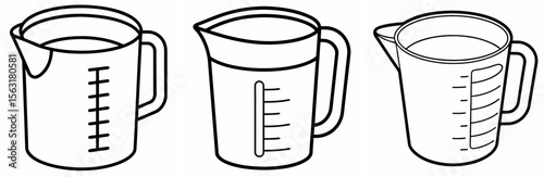 Measuring Cup Coloring Page - Kitchen Tool Line Art Outline for Kids and Adults