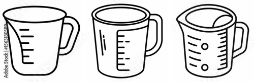 Measuring Cup Coloring Page - Kitchen Tool Line Art Outline for Kids and Adults