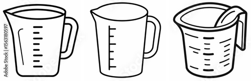Measuring Cup Coloring Page - Kitchen Tool Line Art Outline for Kids and Adults