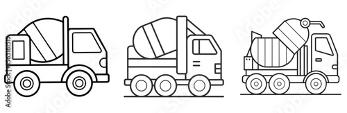 Mixing Truck Machine Coloring Page - Concrete Mixer Vehicle Outline for Kids and Adults