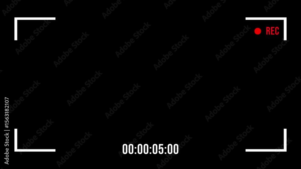 Video Camera Frame Recording on black color background with blinking ...