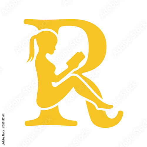 Man Book Logo combine with letter R vector template