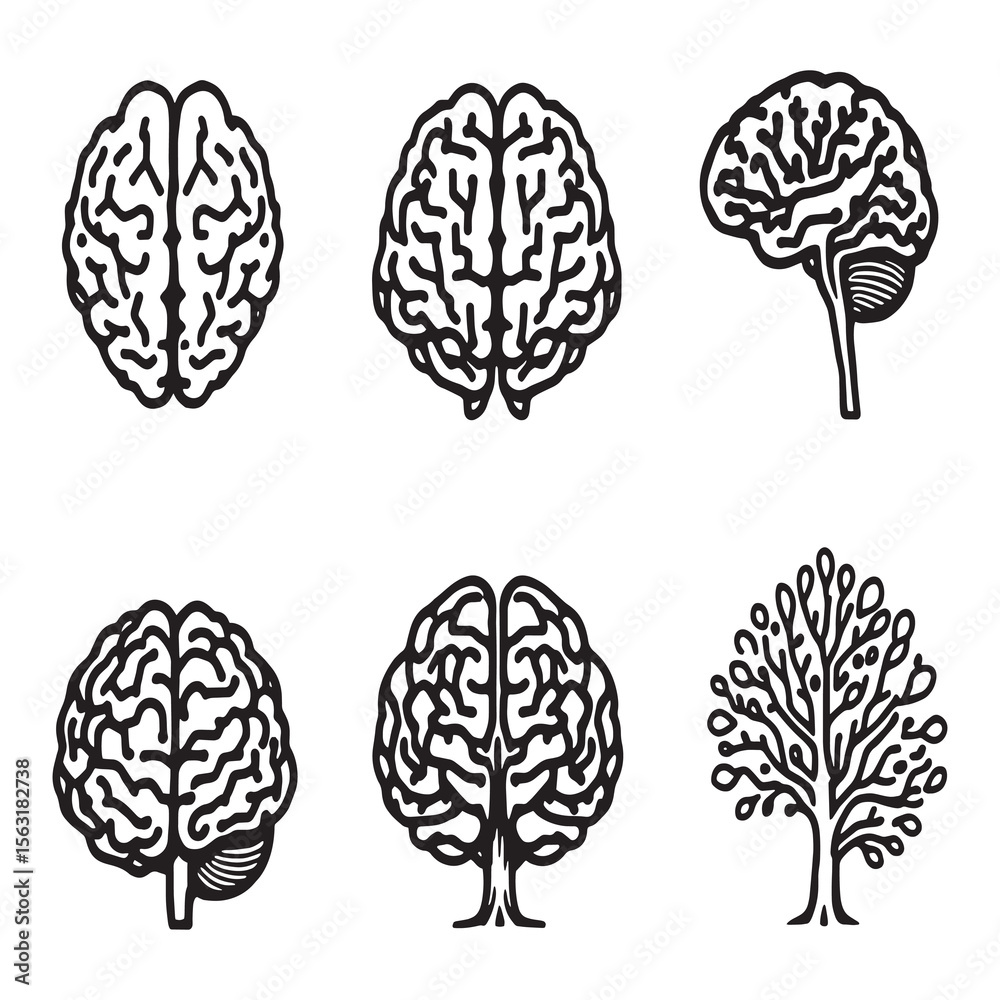 Fototapeta premium creative human brain concept line art vector design