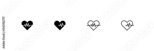 Minimalist heart rate in love, 4 type heart rate in love, Heart rate cool icon.