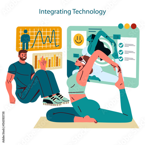 Personal Trainer. Flat Vector Illustration
