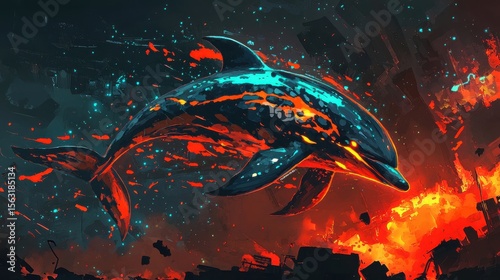 Wallpaper Mural Galaxy Dolphin T-Shirt Design Torontodigital.ca