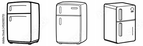 Refrigerator Coloring Page - Kitchen Appliance Line Art Outline for Kids and Adults