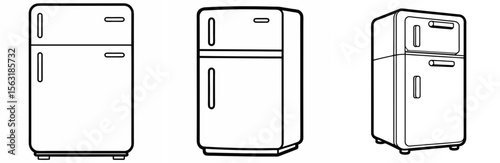 Refrigerator Coloring Page - Kitchen Appliance Line Art Outline for Kids and Adults
