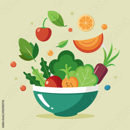 fruits and vegetables in a bowl