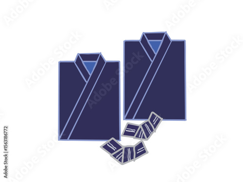 Illustration of a folded yukata and obi