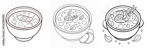 Russian Borscht Soup Coloring Page - Traditional Beet Soup Line Art for Kids and Adults
