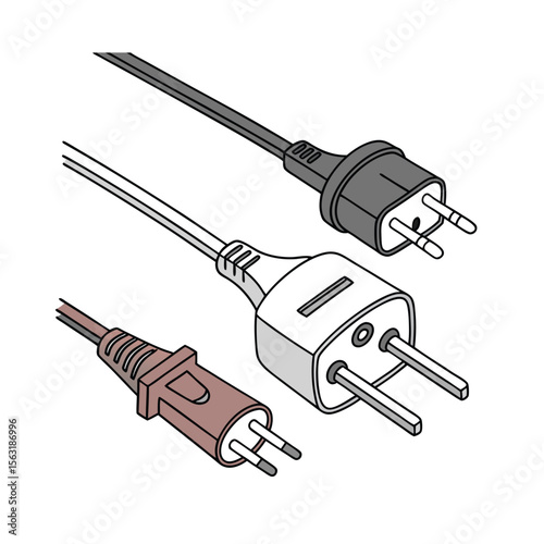 Electric plugs on white background. Adobe Illustrator Artwork