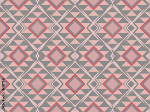 Seamless abstract geometric pattern with triangles and decorative shapes for wallpaper and fabric design