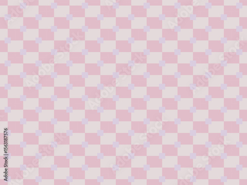 Seamless geometric pattern with pink squares and mosaic tile design