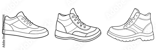 Shoes Coloring Page - Footwear Line Art Outline Design for Kids and Adults