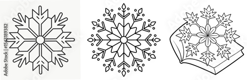 Snowflakes Items Coloring Page – Winter Element Line Art for Kids and Adults
