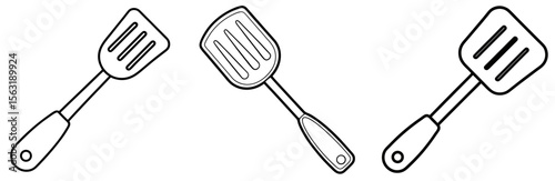 Spatula Coloring Page - Kitchen Utensil Line Art for Kids and Adults