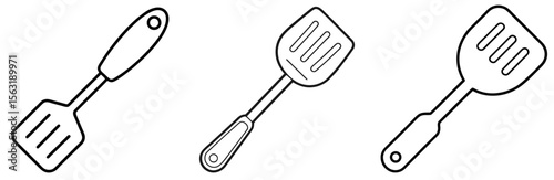 Spatula Coloring Page - Kitchen Utensil Line Art for Kids and Adults