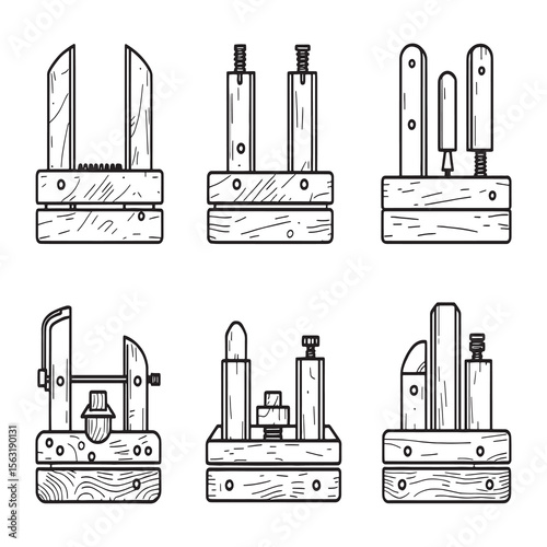 doweling jig woodworking tool vector line art illustration