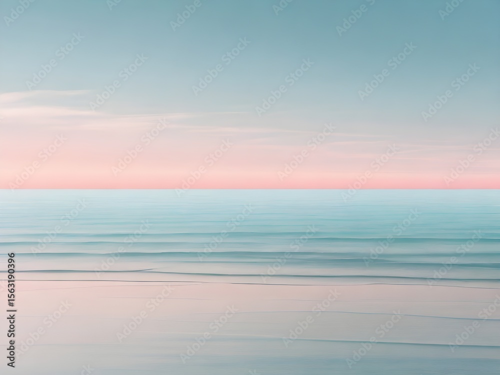 Naklejka premium Minimal Pastel Ocean View with Flat Horizon and Gentle Gradient