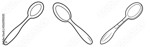 Spoon Coloring Book Page - Outline Vector Line Art Design