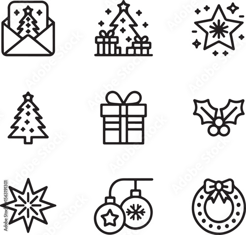 Festive Christmas Icons An Assortment of Holiday Symbols and Designs A Collection of Celebratory Elements