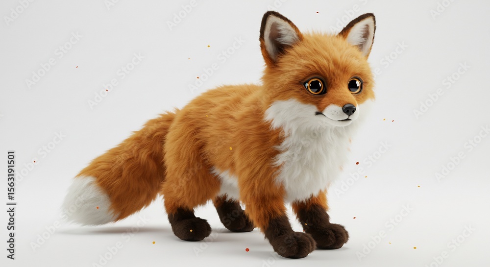 Obraz premium Sitzender Fuchs weiches Fell sanftes Licht zauberhaft. AI Generated