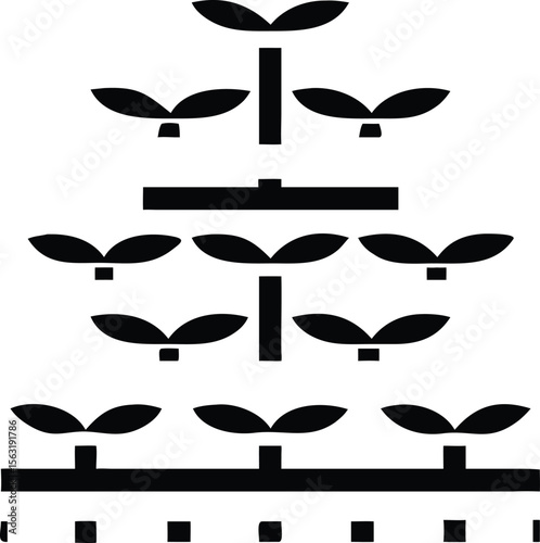 Abstract silhouette design depicting a multi layered structure with growing plant life