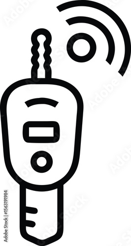 Car smart key line icon with signal waves, simple automobile access symbol