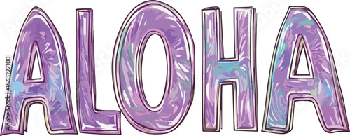 vector illustration of word aloha 