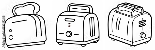 Toaster Coloring Book Page - Outline Vector Line Art