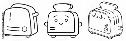 Toaster Coloring Book Page - Outline Vector Line Art