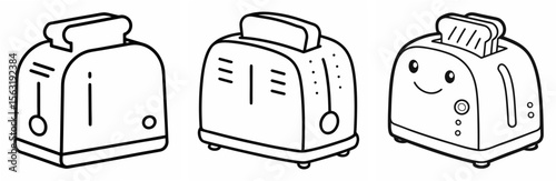Toaster Coloring Book Page - Outline Vector Line Art