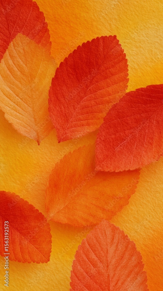 Obraz premium Crisp red leaves dance on golden canvas, reminiscent of Samhain rituals and Diwali's fiery hues, autumnal poetry unfolds