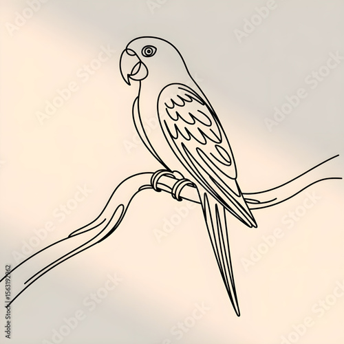 Parrot bird line art – tropical exotic bird illustration)
