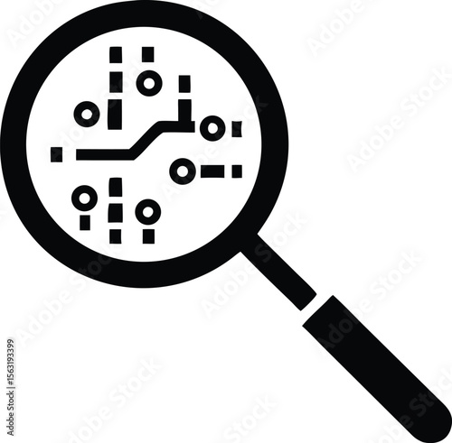 Magnifying glass silhouette revealing detailed and complex evolving structure