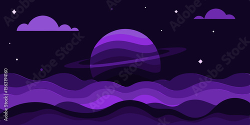 Black Night Sky With Layered Purple Nebula