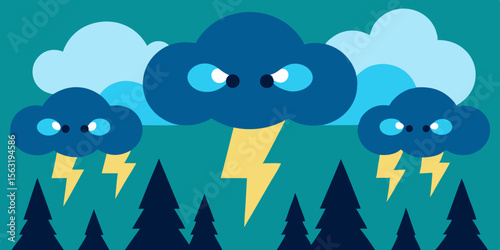 Thunderclouds Forming Monster Shapes Over Forest