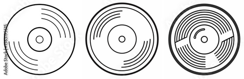 Vinyl Record Disc Coloring Book Page - Outline Vector Line Art