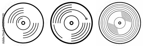 Vinyl Record Disc Coloring Book Page - Outline Vector Line Art