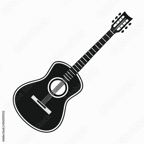 Monochromatic Illustration of an Acoustic Guitar A Symbolic Musical Instrument for Melodies and Rhythms
