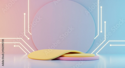 Abstract pastel podium scene inviting creativity showcasing modernity for digital products soft gradient background with