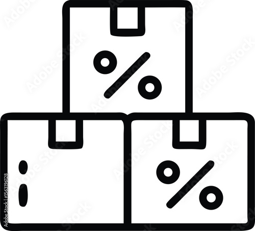 Discount boxes with percentage sign in outline style for promotions