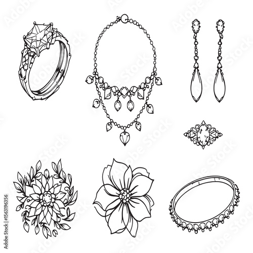 Elegant imitation jewelry line art vector design illustration