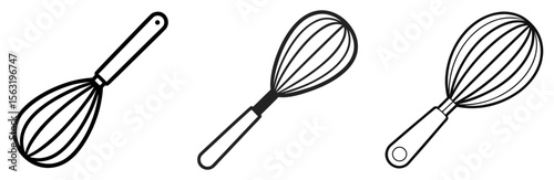Whisk Coloring Book Page - Outline Vector Line Art