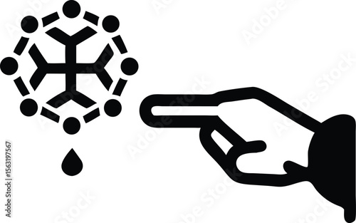 Human hand guiding and interacting with a silhouetted representation of something